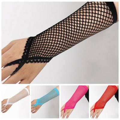 Dirsek Altı Boy Uzun File Örgü Eldiven Kırmızı Siyah Beyaz Renk 3 Adet