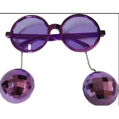Disko Toplu Küpeli Parti Gözlüğü Mor Renk 15x16 cm