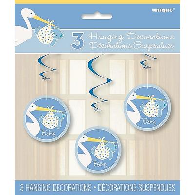 Erkek Bebek Leylek Asılı Süsleme Baby Boy Stork Asmalı İp Süs 3lü