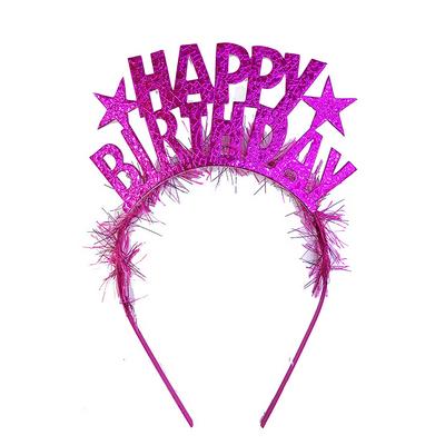 Fuşya Renk Happy Birthday Yazılı Eva Doğum Günü Parti Tacı