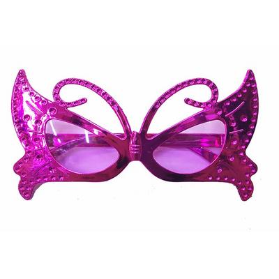 Fuşya Renk Plastik Yılbaşı Partisi Kelebek Figürlü Gözlük