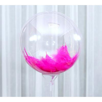 Fuşya Tüylü Dekorasyon Şeffaf Balon 24 İnch 