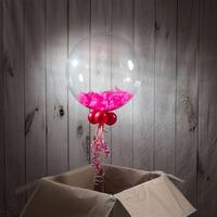 Fuşya Tüylü Dekorasyon Şeffaf Balon 24 İnch 