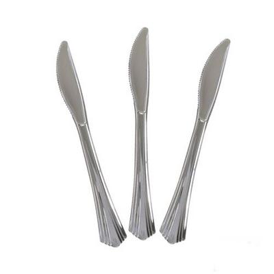 Gerçek Metal Görünümlü Silver Plastik Bıçak 18 Adet