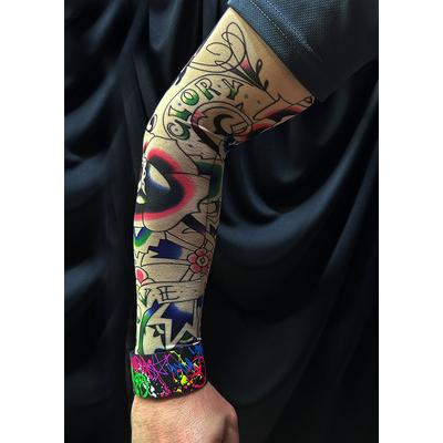 Giyilebilir Kol Dövmesi Çorap Dövme 3D Baskılı Kol Bacak Dövme 2 Adet Model 