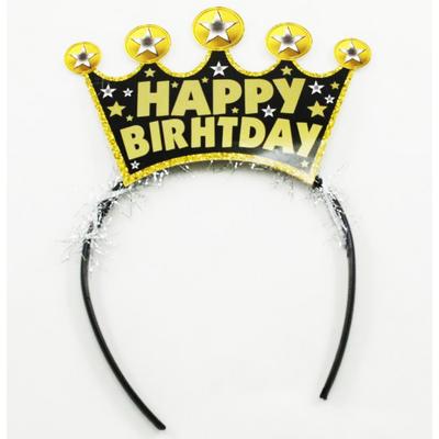 Gold Renk Happy Birthday Yazılı Sim Süslü Parti Tacı