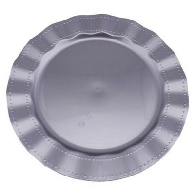 Gümüş Rengi Lüks Plastik Mika Yuvarlak Tabak 26 cm 6 Adet