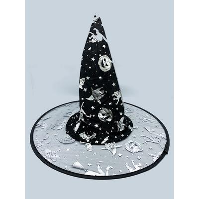 Gümüş Renk Cadı ve Kabak Baskılı Cadı Şapkası 32X37 cm