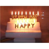 Gümüş Renk Happy Birthday Yazılabilen Parti Mumu