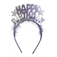 Gümüş Renk Happy Birthday Yazılı Eva Doğum Günü Parti Tacı