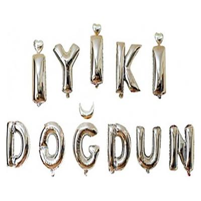 Gümüş Renk İyiki Doğdun Yazılı Doğum Günü Folyo Balonu 35 cm