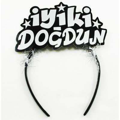 Gümüş Renk İyiki Doğdun Yazılı Sim Süslü Parti Tacı