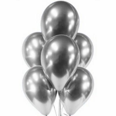 Gümüş Renk Krom Balon 5 Adet