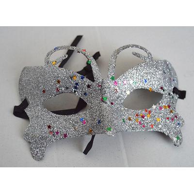 Gümüş Renk Simli Kelebek Kostüm Partisi Maskesi 10x13 cm