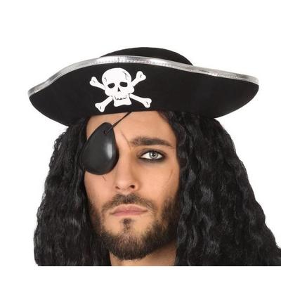 Gümüş Şeritli Yetişkin Boy Yayvan Korsan Şapkası