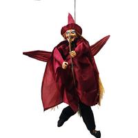 Halloween Kanat Çırpan Sesli Işıklı Sensörlü Bordo Renk Cadı