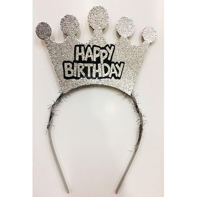 Happy Birthday Yazılı Gümüş Renk Doğum Günü Tacı