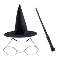 Harry Potter Gryffindor Şapka + Asa + Gözlük Kostüm Seti