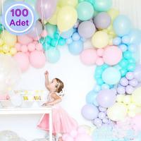 Karışık Renk Makaron Pastel Balon 100 Adet 12 İnch