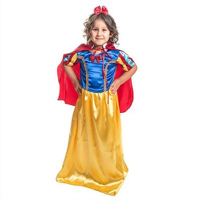 Kırmızı Pelerinli Düz Pamuk Prenses Kostümü-2-3 YAŞ-Taç yok