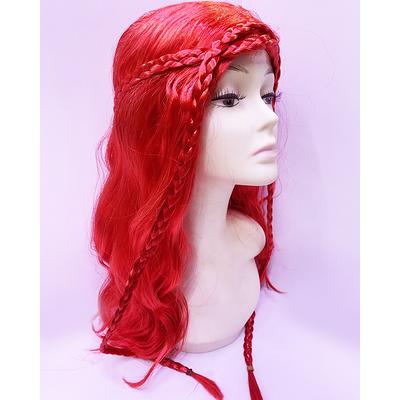Kırmızı Renk Astarlı Örgülü Helen Karakter Peruğu Takma Saç Peruk