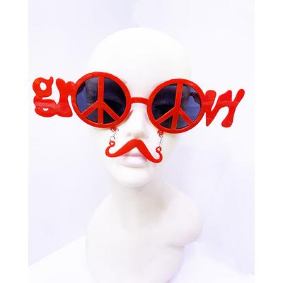 Kırmızı Renk Groom Yazılı Bıyıklı Damat Gözlüğü 7x21 cm