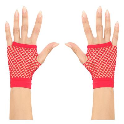 Kırmızı Renk Kısa Boy Fileli Örgü Eldiven