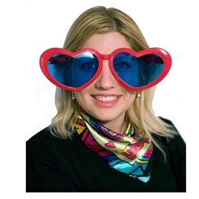 Kırmızı Renk Mega Boy Jumbo Kalp Şekilli Parti Gözlüğü
