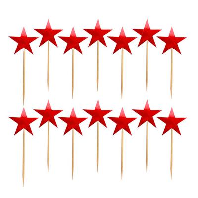 Kırmızı Renk Yıldız Şekilli Parti Kürdan Süs 15 Adet