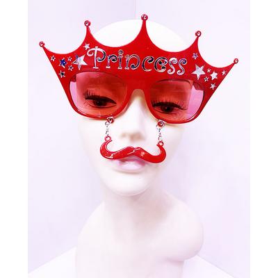 Kırmızı Üzeri Gümüş Renk Prenses Yazılı Parti Gözlüğü 10x17 cm