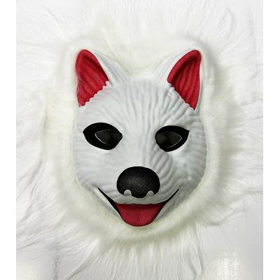Köpek Maskesi - Kurt Maskesi peluş Yetişkin Çocuk Uyumlu Beyaz Renk Model 2