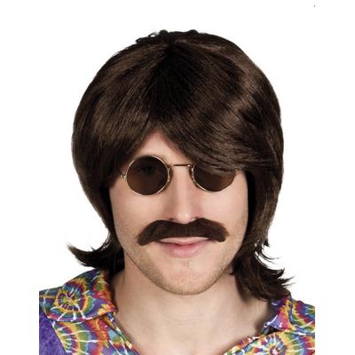 Koyu Kahve Renk Dolgulu Orta Boy Yeşilçam 70 li Yıllar Erkek Peruğu