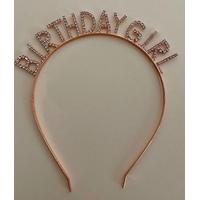 Kristal Taşlı Birthday Girl Tacı Rose Gold Renk 16x17 cm