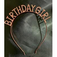 Kristal Taşlı Birthday Girl Tacı Rose Gold Renk 16x17 cm
