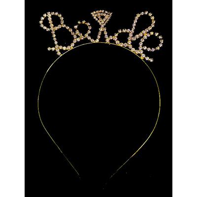 Kristal Taşlı Gold Renk Alyanslı Bride Tacı 12x17 cm