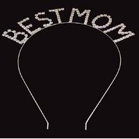 Kristal Taşlı Gümüş Renk Best Mom Tacı 16x17 cm