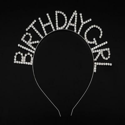 Kristal Taşlı Gümüş Renk Birthday Girl Tacı