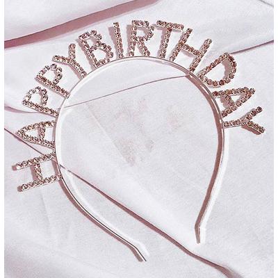 Kristal Taşlı Happy Birthday Doğum Günü Tacı Rose Gold 16x17 cm