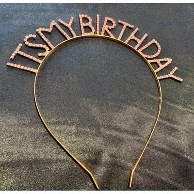 Kristal Taşlı İts My Birthday Doğum Günü Tacı Rose Gold 16x17 cm