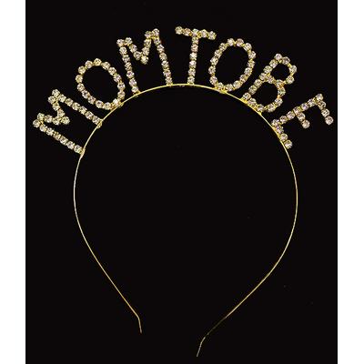 Kristal Taşlı Mom To Be Taç Anne Tacı Altın Gold Renk 16x17 cm
