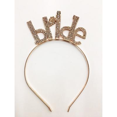 Kristal Taşlı Rose Gold Renk Bride Yazılı Taşlı Taç 18x13 cm