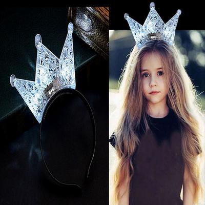 Led Işıklı Kraliçe Tacı Kral Tacı Şeffaf Gümüş Renk 