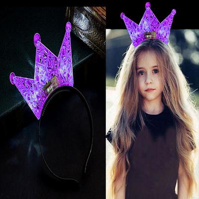 Led Işıklı Kraliçe Tacı Kral Tacı Mor Renk