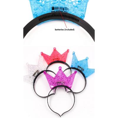 Led Işıklı Kraliçe Tacı Kral Tacı Pembe Renk