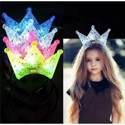 Led Işıklı Kraliçe Tacı Kral Tacı Sarı Renk