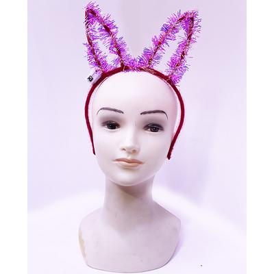 Led Işıklı Püsküllü Kırmızı Renk Tavşan Tacı 21x17 cm