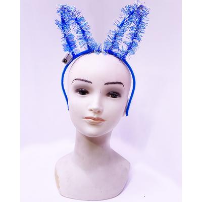 Led Işıklı Püsküllü Mavi Renk Tavşan Tacı 21x17 cm