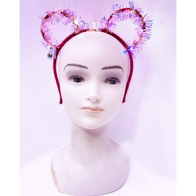 Led Işıklı Püsküllü Mickey Minnie Mouse Kulak Kırmızı Taç 19X17 