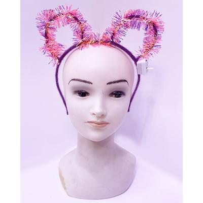 Led Işıklı Püsküllü Mickey Minnie Mouse Kulak Mor Taç 19x17 cm