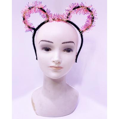 Led Işıklı Püsküllü Mickey Minnie Mouse Kulak Siyah Taç 19x17 cm